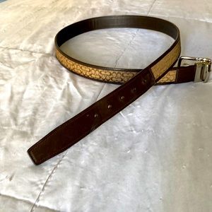 Coach men’s leather monogrammed belt taupe size 40